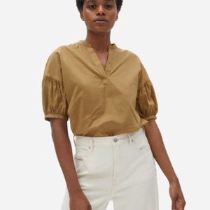 Everlane The Split Neck Puff Sleeve Air Shirt in Hazel Corporate Size 4 Small